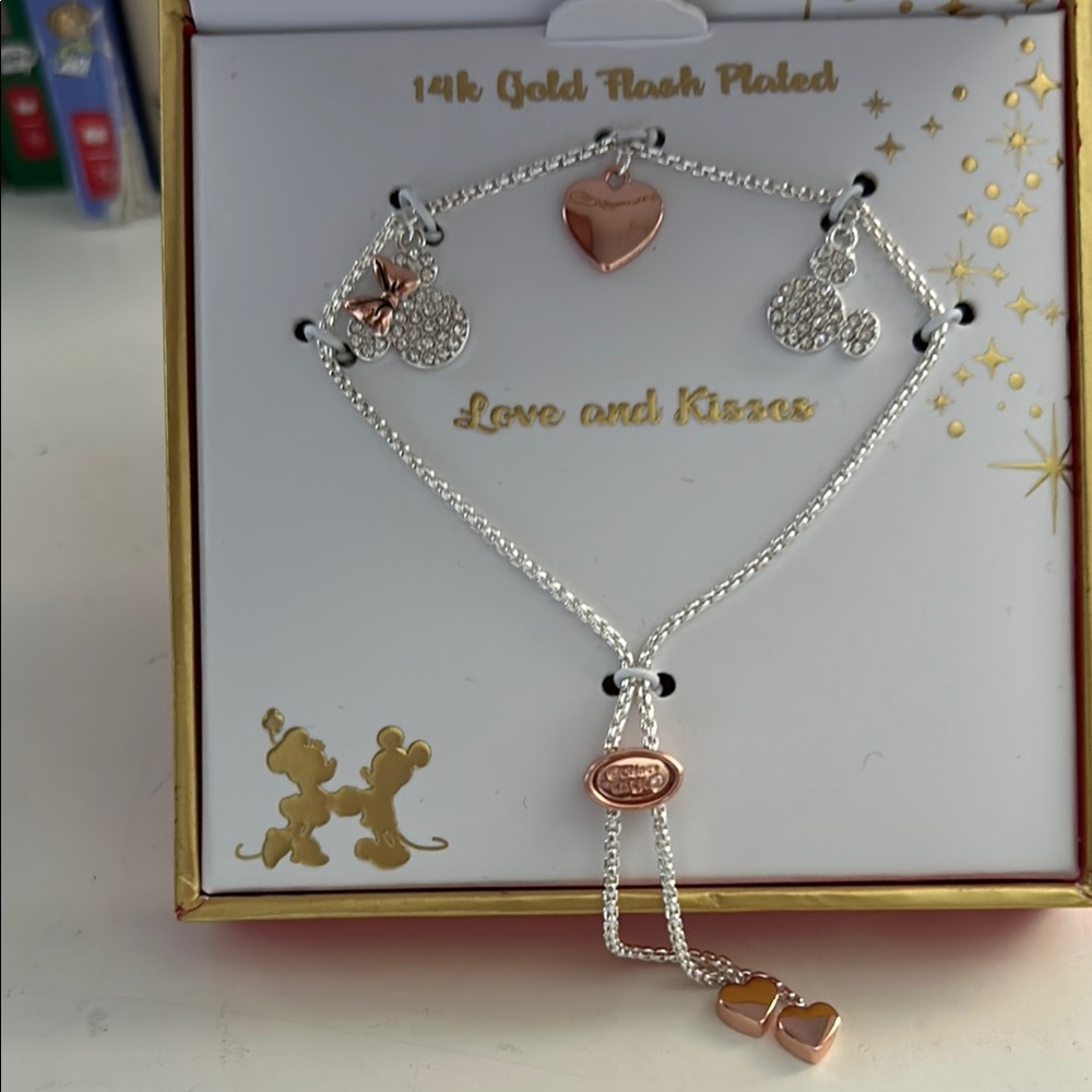 Disney Gold and White Starry Charm Bracelet with Keepsake Box